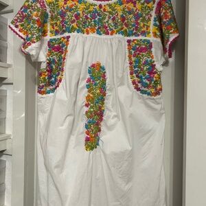 Sister Mary Colorful Embroidered White Casual Dress